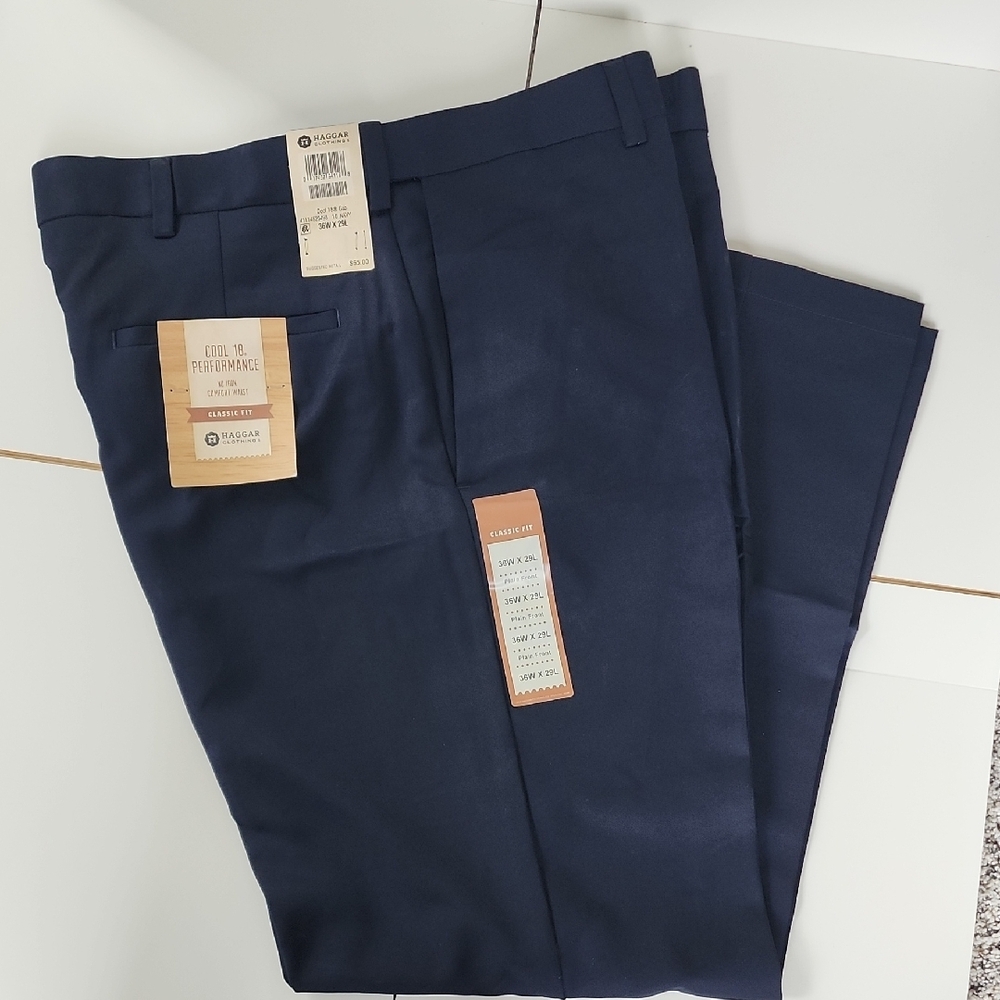 Haggar - Men's Classic Fit Pants - Cool 18 Performance - Navy - NWT